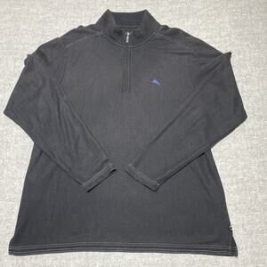 Tommy Bahama Pullover Mens Large Gray Supima Island Zone 1/4 Zip Coastal Resort